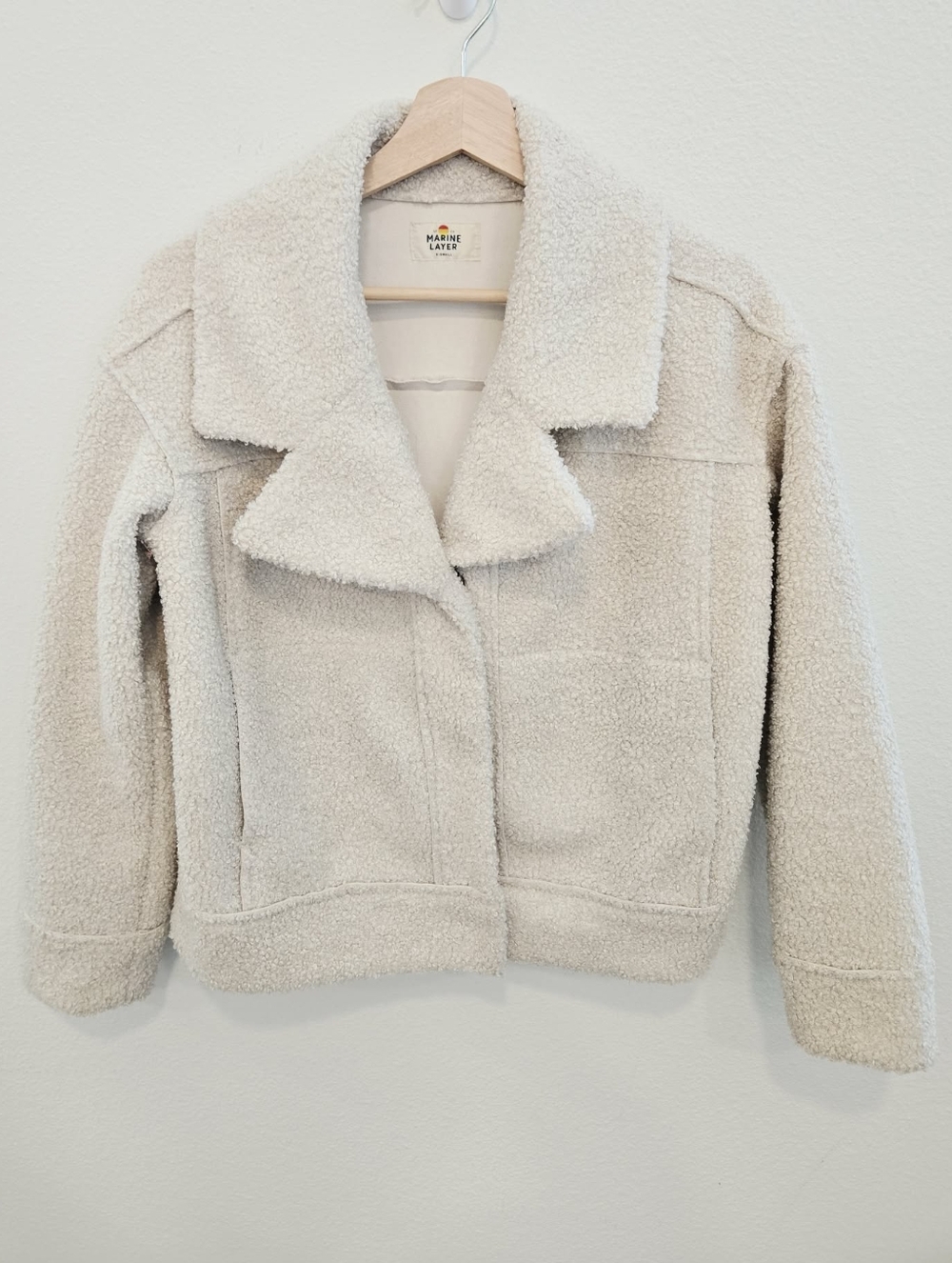 Marine Layer Quebec Re-Spun Recycled antique white Sherpa Jacket Women size XS